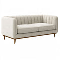Divano 2 posti 180 x 85 x 78 cm in tessuto beige con gambe in legno stile moderno