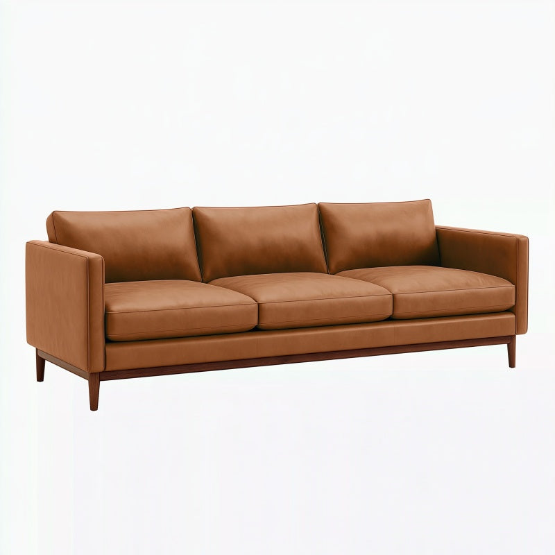 Divano 3 posti 210 x 85 x 85 cm effetto pelle marrone stile moderno