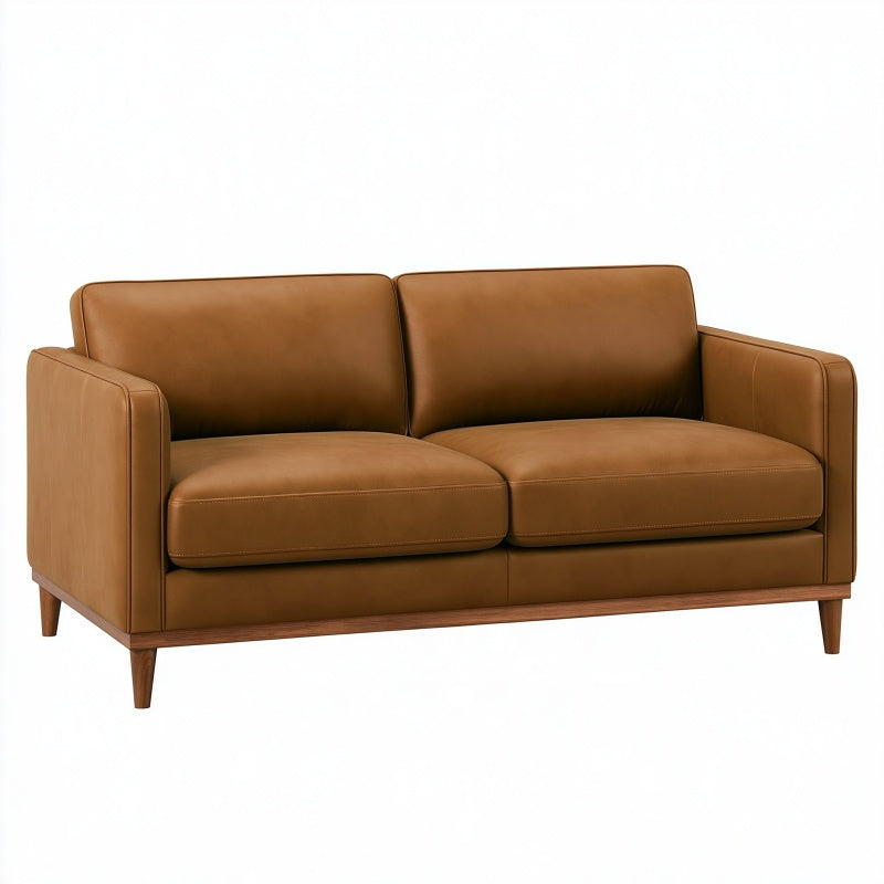 Divano 2 posti 160 x 85 x 82 cm in rivestimento effetto pelle marrone - stile moderno