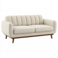 Divano 2 posti 160 x 85 x 82 cm in tessuto beige con gambe in legno stile moderno