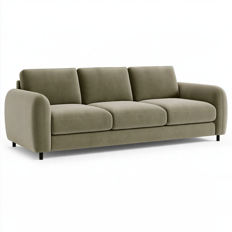 Divano 3 posti 220 x 92 x 86 cm in tessuto verde oliva - stile moderno