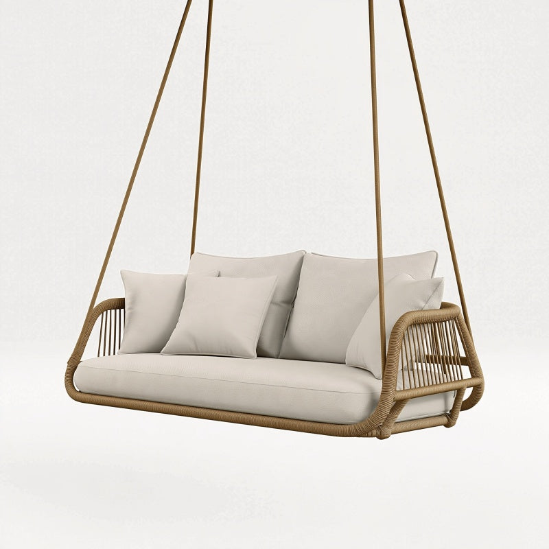 Divano sospeso 180 x 75 x 70 cm in rattan beige per esterno stile naturale
