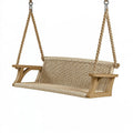 Altalena da giardino 120 x 55 x 55 cm in legno e corda beige stile rustico sospesa