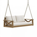 Dondolo sospeso a 2 posti 150 x 70 x 55 cm in legno naturale con catene in metallo