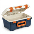 Cassetta porta attrezzi 50 x 30 x 25 cm in plastica blu/arancione con maniglia e chiusure