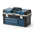Cassetta portautensili 50 x 28 x 30 cm in plastica blu e nera con cassetti e maniglia