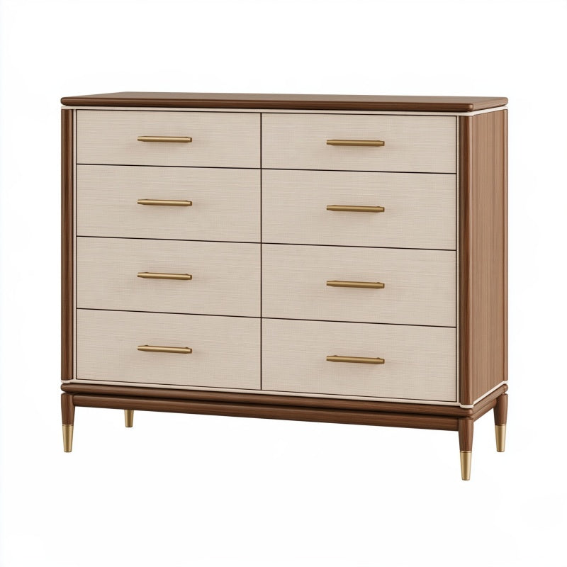 Cassettiera 120 x 45 x 100 cm in legno marrone e beige con 8 cassetti stile moderno