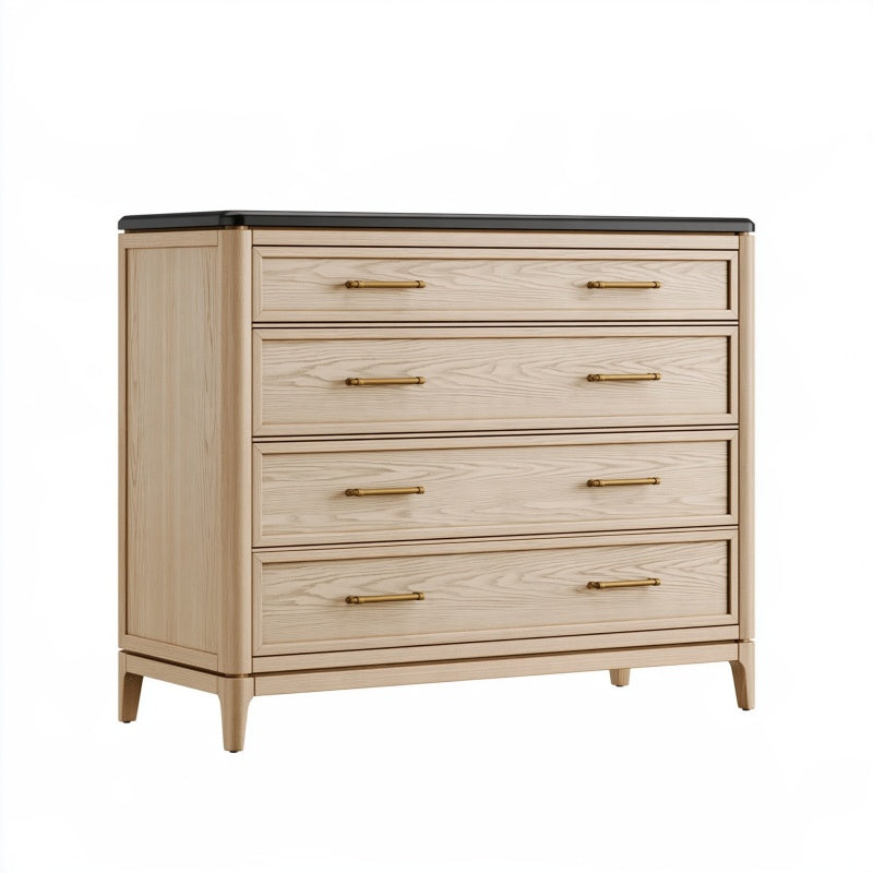 Cassettiera 120 cm in legno naturale con 4 cassetti stile moderno