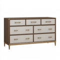 Cassettiera 160 x 45 x 85 cm in legno marrone e beige con 7 cassetti stile classico