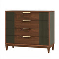 Cassettiera 120 x 45 x 120 cm in legno marrone noce con quattro cassetti stile moderno