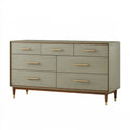 Cassettiera 160 x 45 x 85 cm in legno verde salvia con 7 cassetti stile moderno