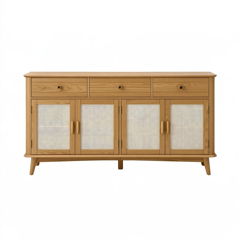 Credenza 180 x 40 x 85 cm in legno naturale e rattan - mobile contenitore stile nordico