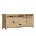 Credenza 180 x 45 x 85 cm in legno color rovere naturale con inserti intrecciati stile rustico