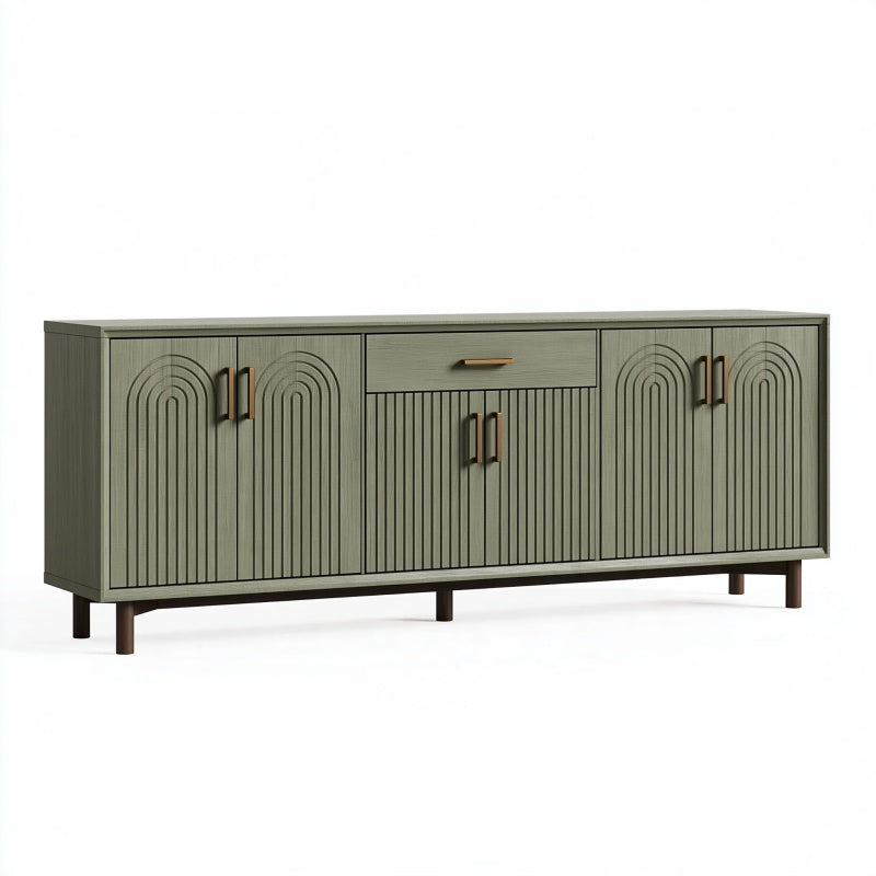 Credenza 180 x 40 x 85 cm in legno ingegnerizzato verde salvia con ante e cassetto stile moderno